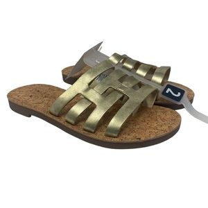 OshKosh B'gosh Girls Gold Open Toe Slide on Flat Sandals - Size 2